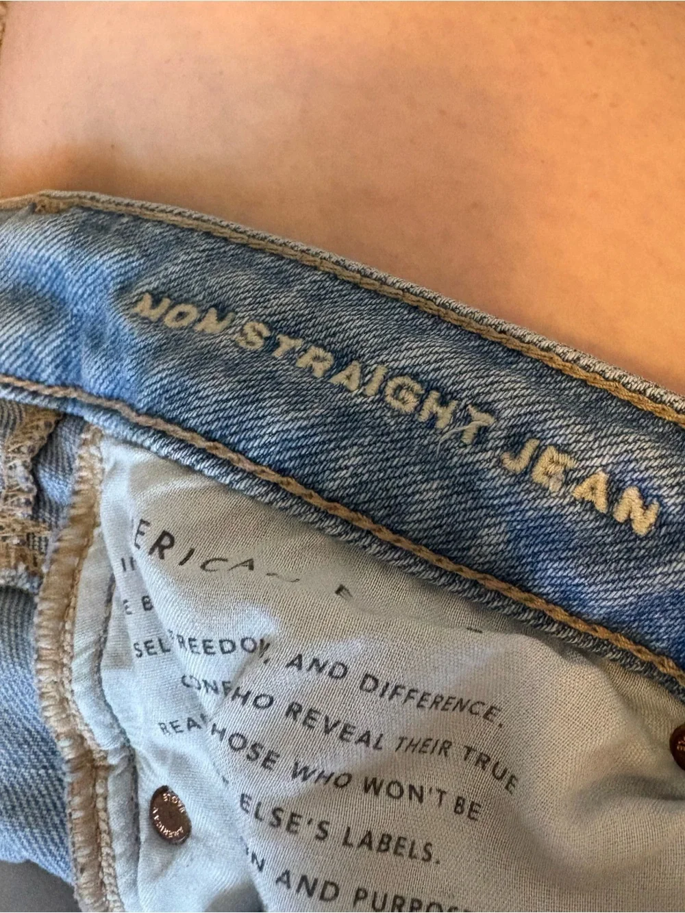 American Eagle Outfitters Light Blue Distressed Straight Leg Jeans